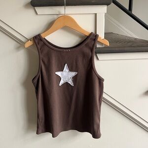 Brown Small/Medium DIY Women’s Tank Top with Star Patch
